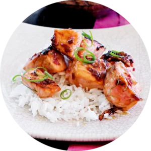 Ginger salmon on rice